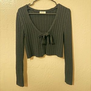 Black Open Tie Knit Cardigan